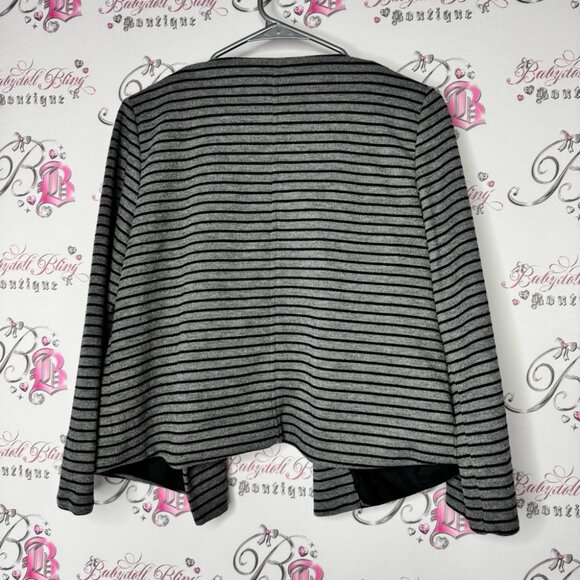 Sandro blazer Striped Black and Gray coat Jacket buttons pockets grey stripes - Picture 2 of 8